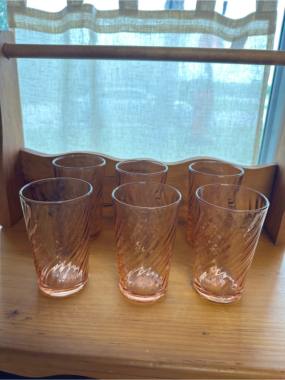 Vintage Pink Swirl Glass Tumbler Set of 6 Arcoroc France